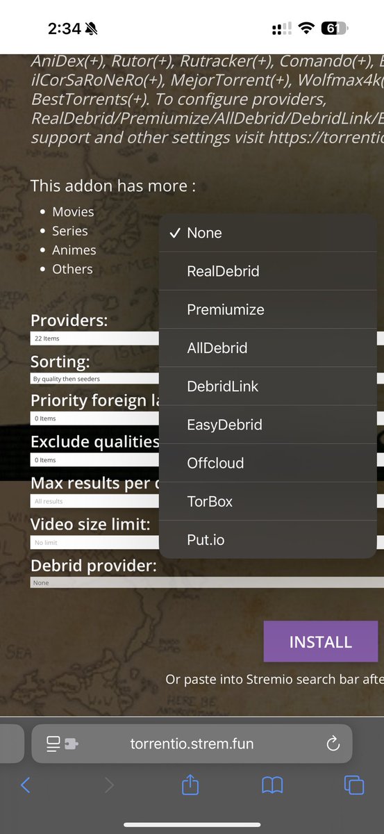 Torrentio Config 1