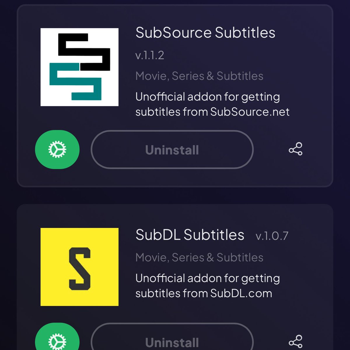 Subtitles Addons